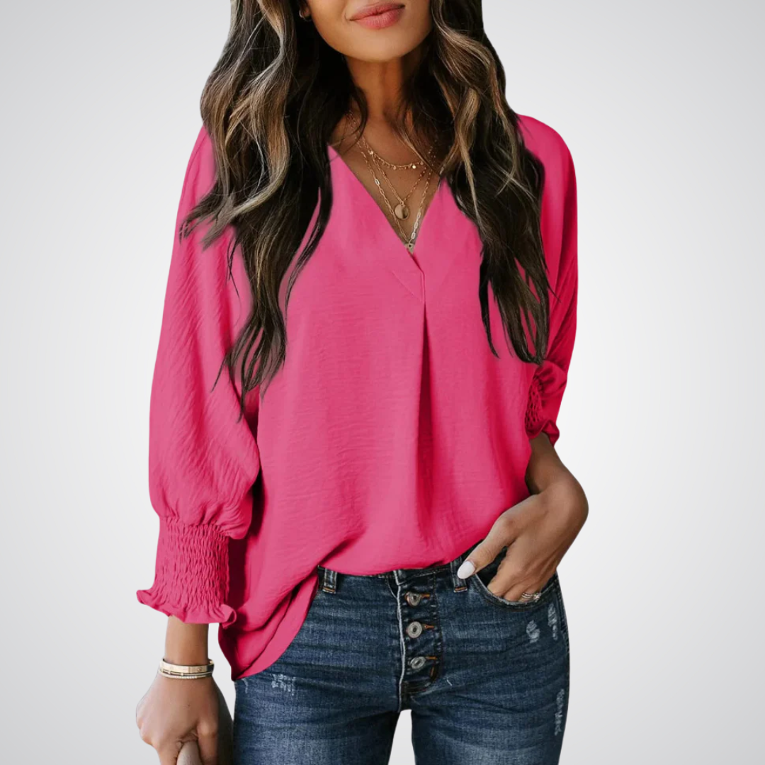 LEILA™ – Classic V-Neck Tunic Blouse